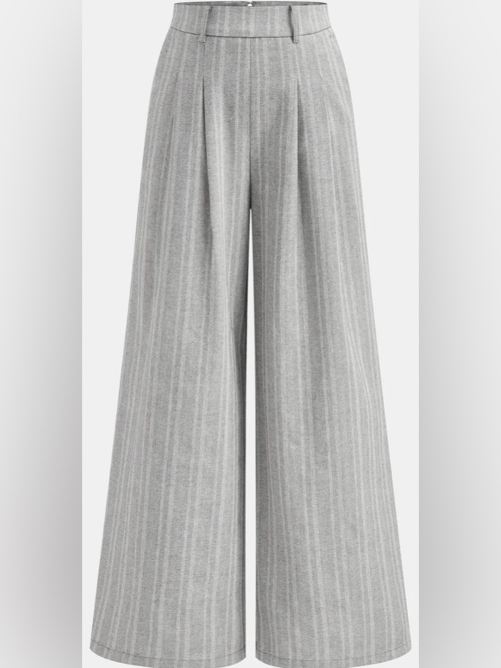 NWT - Commense Linen Blend Wide-Leg Pinstripe Trousers - Gray - XL